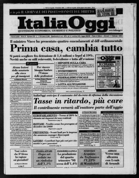 Italia oggi : quotidiano di economia finanza e politica